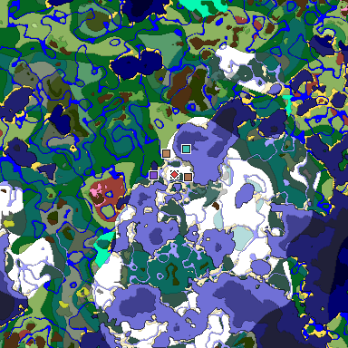 Predicted biome map of Java 26.3 seed 57260297542354592 around estimated spawn
