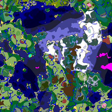 Predicted biome map of Java 26.3 seed 3271057736413906123 around estimated spawn