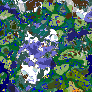 Predicted biome map of Java 26.3 seed -6488939552045089302 around estimated spawn