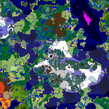 Predicted biome map of Java 26.3 seed -7189996803341777072 around estimated spawn