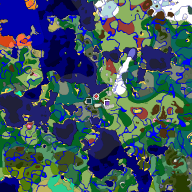 Predicted biome map of Java 26.3 seed -611812056314348108 around estimated spawn