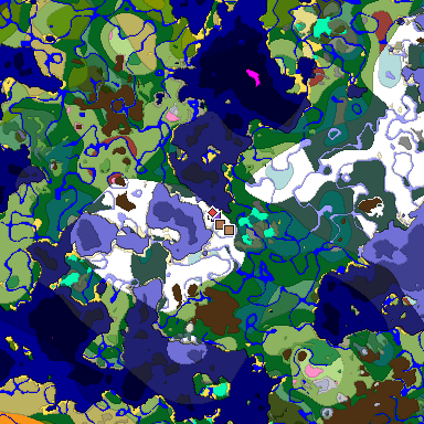 Predicted biome map of Java 26.3 seed -6953635353332513374 around estimated spawn