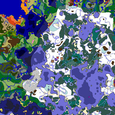 Predicted biome map of Java 26.3 seed -9196904452756246027 around estimated spawn