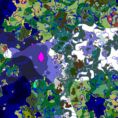 Predicted biome map of Java 26.3 seed -2924106799486799003 around estimated spawn
