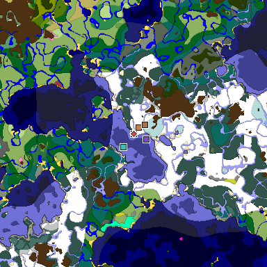 Predicted biome map of Java 26.3 seed -6579090527458820264 around estimated spawn