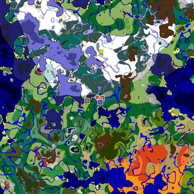 Predicted biome map of Java 26.3 seed -1248710999168514169 around estimated spawn