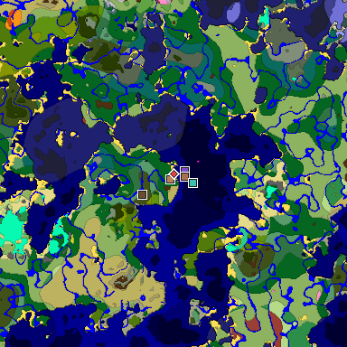 Predicted biome map of Java 26.3 seed 532859512715474075 around estimated spawn