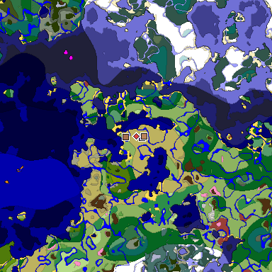 Predicted biome map of Java 26.3 seed -4627530745927505454 around estimated spawn