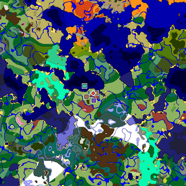 Predicted biome map of Java 26.3 seed 8344717303095130935 around estimated spawn