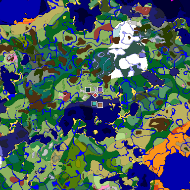 Predicted biome map of Java 26.3 seed -8496343947169524436 around estimated spawn