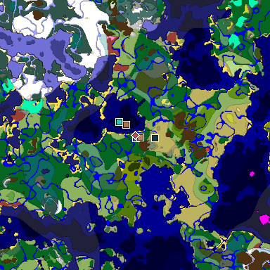 Map of Minecraft seed -1701905775951135842 around spawn