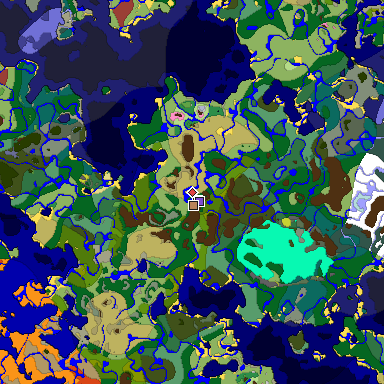 Predicted biome map of Java 26.3 seed 3410426595781901228 around estimated spawn