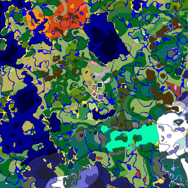 Predicted biome map of Java 26.3 seed 1777243164569009099 around estimated spawn