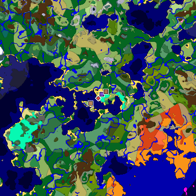 Predicted biome map of Java 26.3 seed -1219846687321702649 around estimated spawn