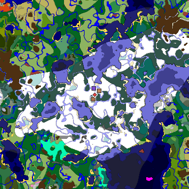 Predicted biome map of Java 26.3 seed -8120685876924457119 around estimated spawn