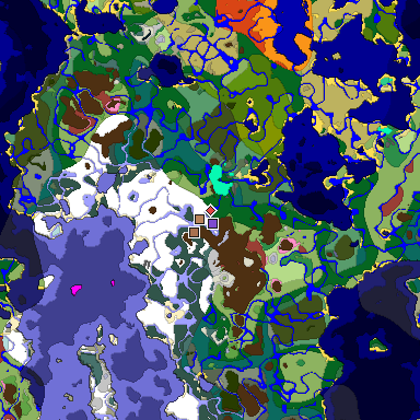 Predicted biome map of Java 26.3 seed 3019598491682490616 around estimated spawn