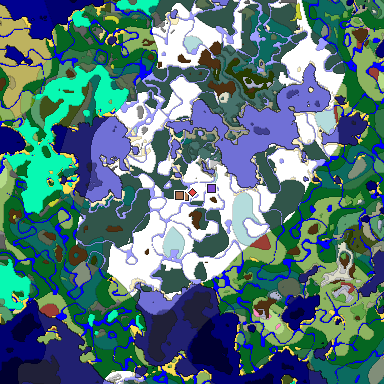 Predicted biome map of Java 26.3 seed -7642114086732176737 around estimated spawn