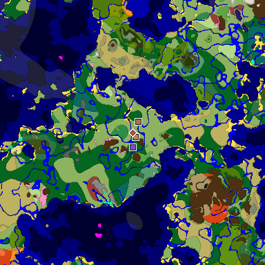 Predicted biome map of Java 26.3 seed -778348534918168269 around estimated spawn