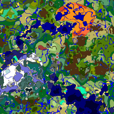 Predicted biome map of Java 26.3 seed 1890860992540341839 around estimated spawn