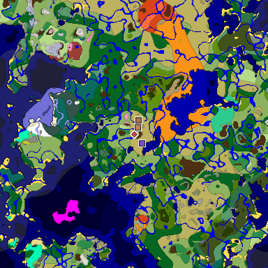 Predicted biome map of Java 26.3 seed 5016779627612985103 around estimated spawn