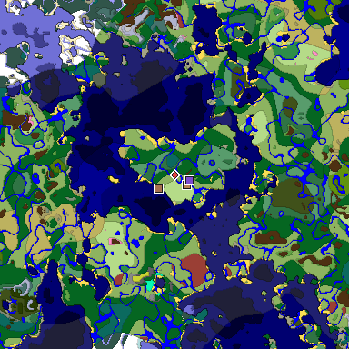 Predicted biome map of Java 26.3 seed 7293693853011122882 around estimated spawn