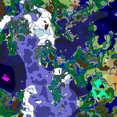 Map of Minecraft seed -3377822412126596599 around spawn