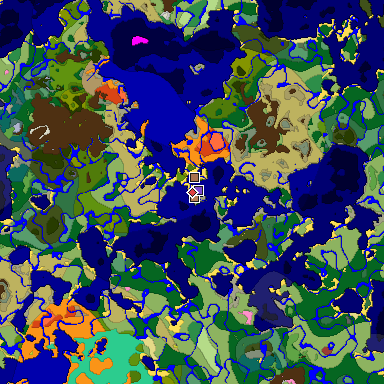 Map of Minecraft seed 5058397004409142281 around spawn