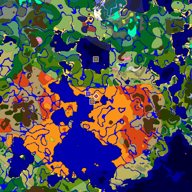 Predicted biome map of Java 26.3 seed -7218727185257904576 around estimated spawn