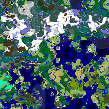 Predicted biome map of Java 26.3 seed -8854153537347904220 around estimated spawn