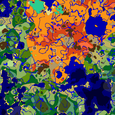 Predicted biome map of Java 26.3 seed -8033679051235910352 around estimated spawn