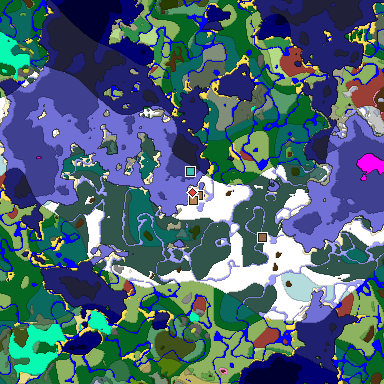 Predicted biome map of Java 26.3 seed -3027988411898245751 around estimated spawn
