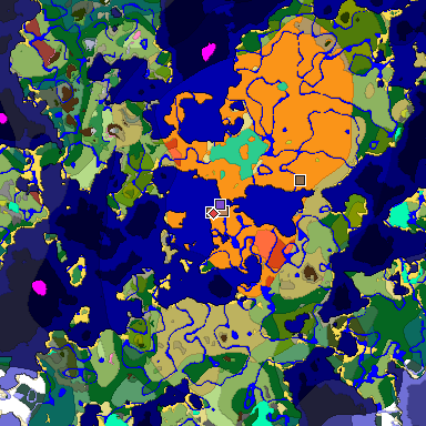 Predicted biome map of Java 26.3 seed 16123972776803725 around estimated spawn