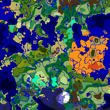 Predicted biome map of Java 26.3 seed -735093483802504835 around estimated spawn