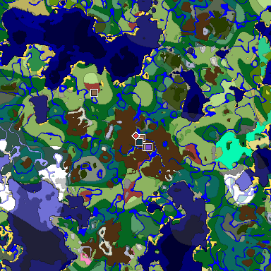 Predicted biome map of Java 26.3 seed -2038093667808918859 around estimated spawn