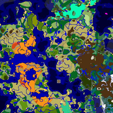 Predicted biome map of Java 26.3 seed -6197762569759782121 around estimated spawn