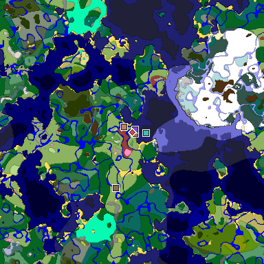 Predicted biome map of Java 26.3 seed -5340995903939922907 around estimated spawn