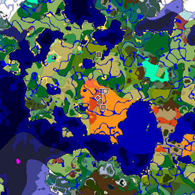 Predicted biome map of Java 26.3 seed 3086427739839695732 around estimated spawn