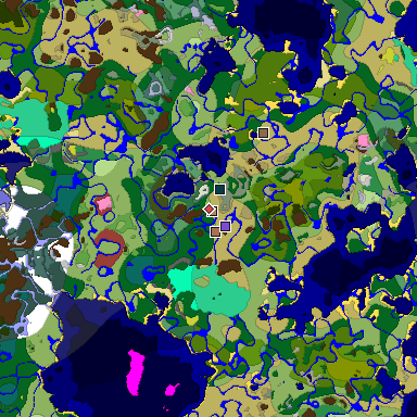 Predicted biome map of Java 26.3 seed -1121840782835812467 around estimated spawn