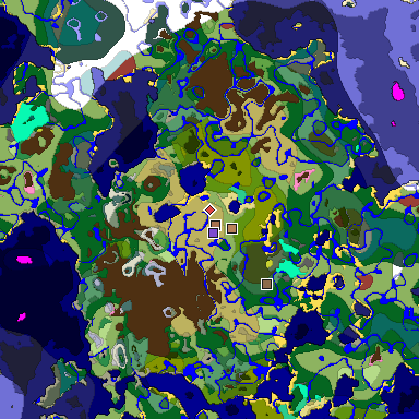 Predicted biome map of Java 26.3 seed -4227644975471442602 around estimated spawn