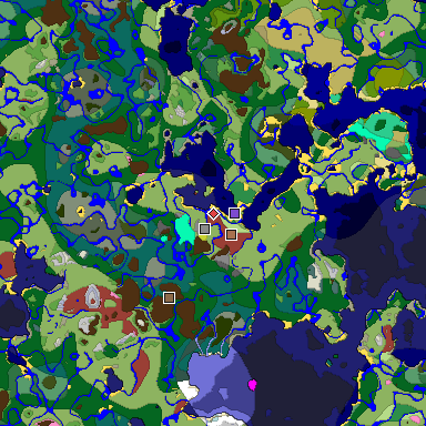 Predicted biome map of Java 26.3 seed 4695639653712925687 around estimated spawn