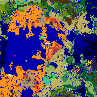 Predicted biome map of Java 26.3 seed 4275675329480968142 around estimated spawn