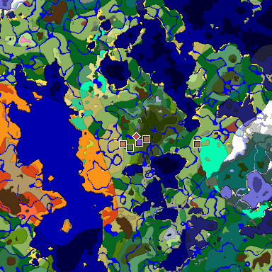 Predicted biome map of Java 26.3 seed -5783474509191260955 around estimated spawn