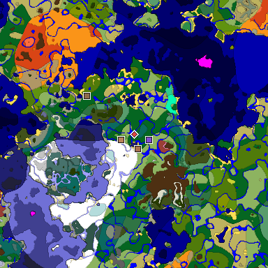 Predicted biome map of Java 26.3 seed -1681496263493407126 around estimated spawn