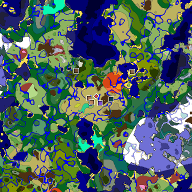 Predicted biome map of Java 26.3 seed 8952987348189404580 around estimated spawn