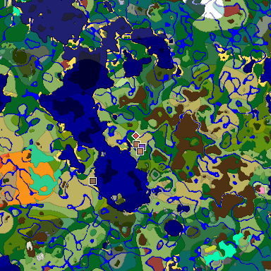 Predicted biome map of Java 26.3 seed 4618089909908103349 around estimated spawn
