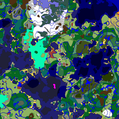 Predicted biome map of Java 26.3 seed -5330987596427868095 around estimated spawn