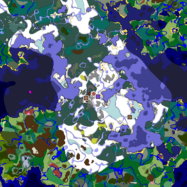 Predicted biome map of Java 26.3 seed -3139098778871424123 around estimated spawn