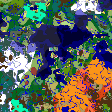 Predicted biome map of Java 26.3 seed 7857814945055877745 around estimated spawn
