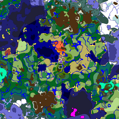 Map of Minecraft seed 8692880353310291293 around spawn