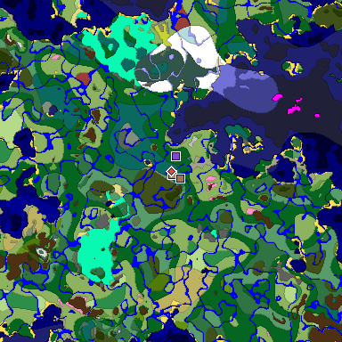 Map of Minecraft seed -1958816306514417619 around spawn